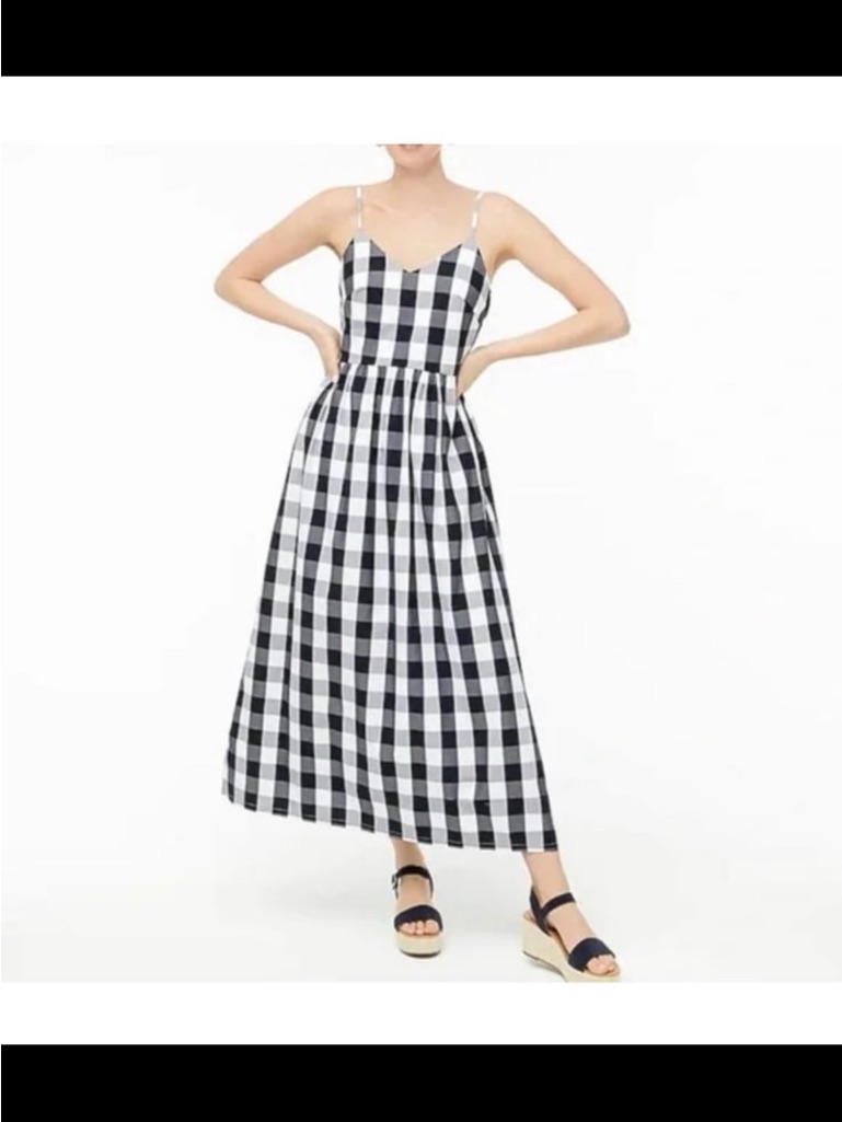 J.Crew Gingham Smocked-Back Cotton Poplin Maxi Dress - Size 00